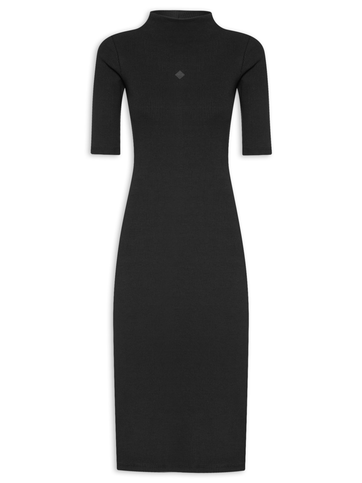 Vestido Canelado - Preto