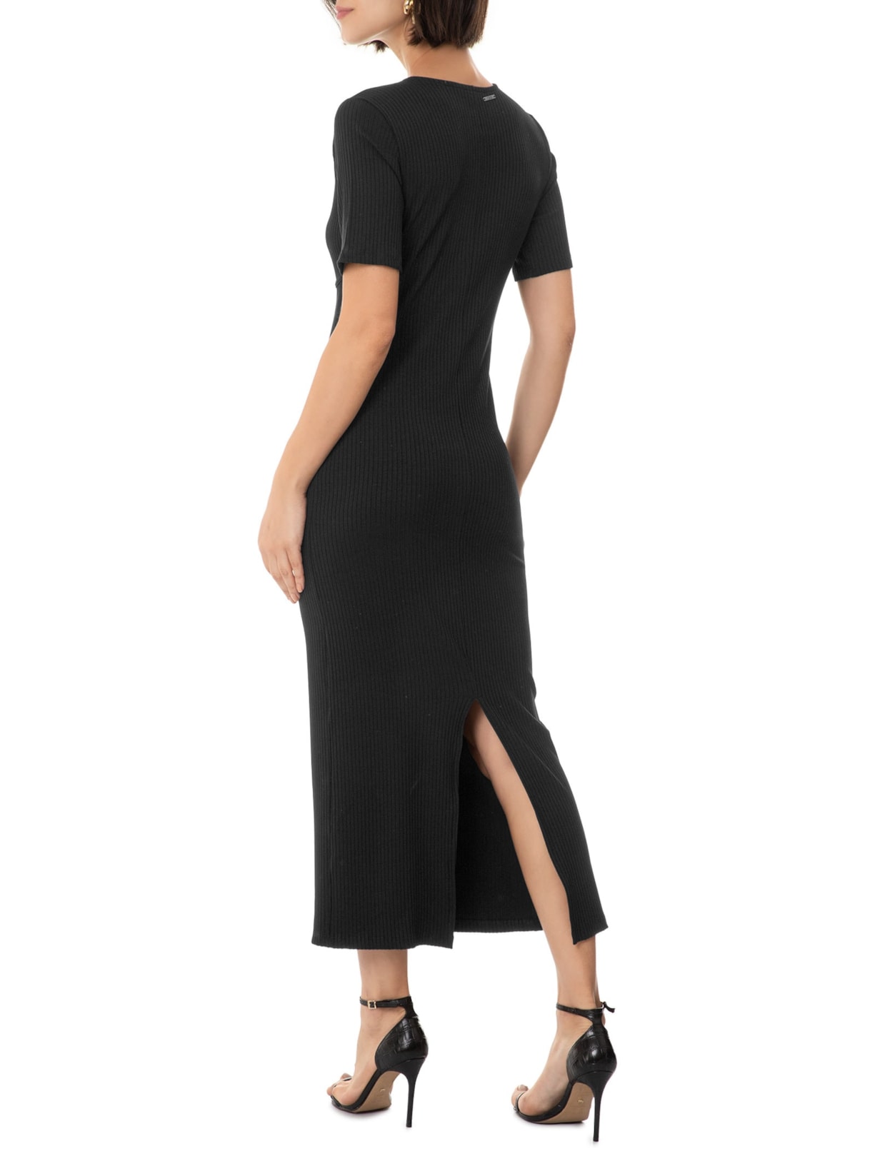 Vestido Canelado Preto Forum