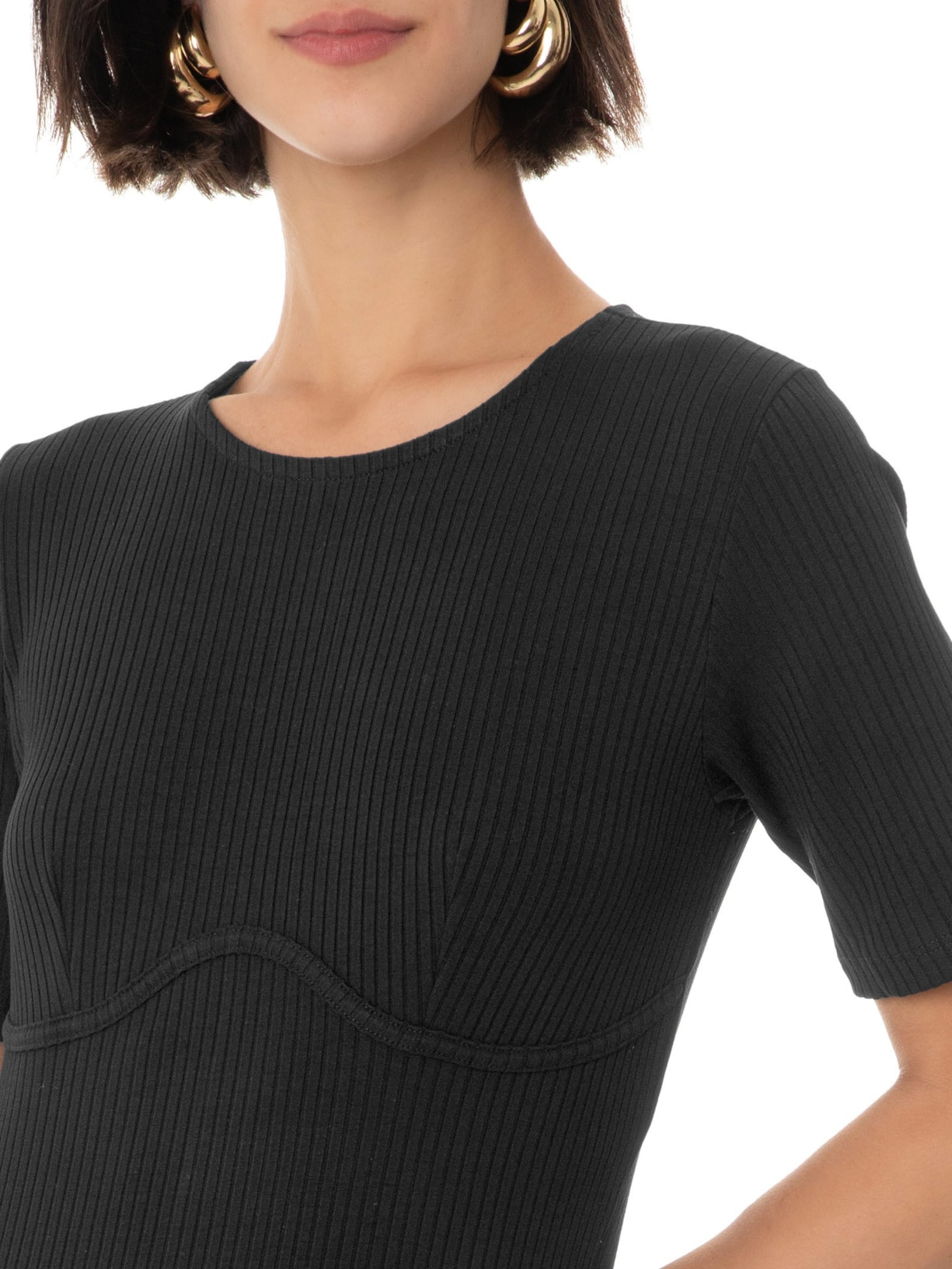 Vestido Canelado Preto Forum