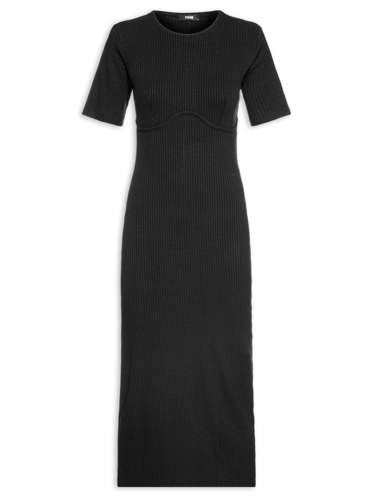 Vestido Canelado Preto Forum