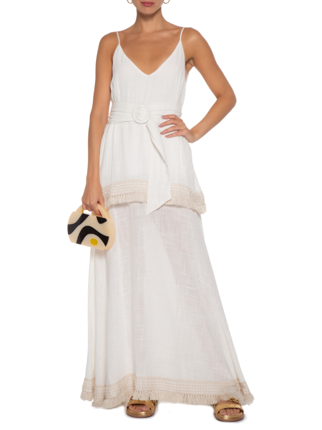 Vestido Capri Off White Mixed