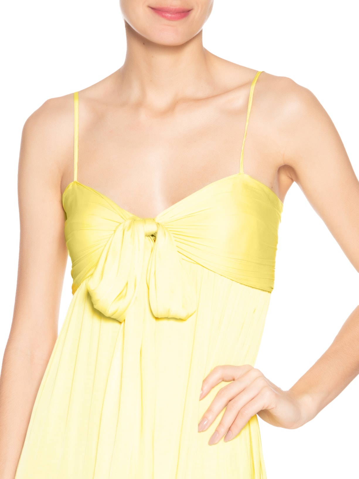 Vestido Cetim Amarração Amarelo Farm