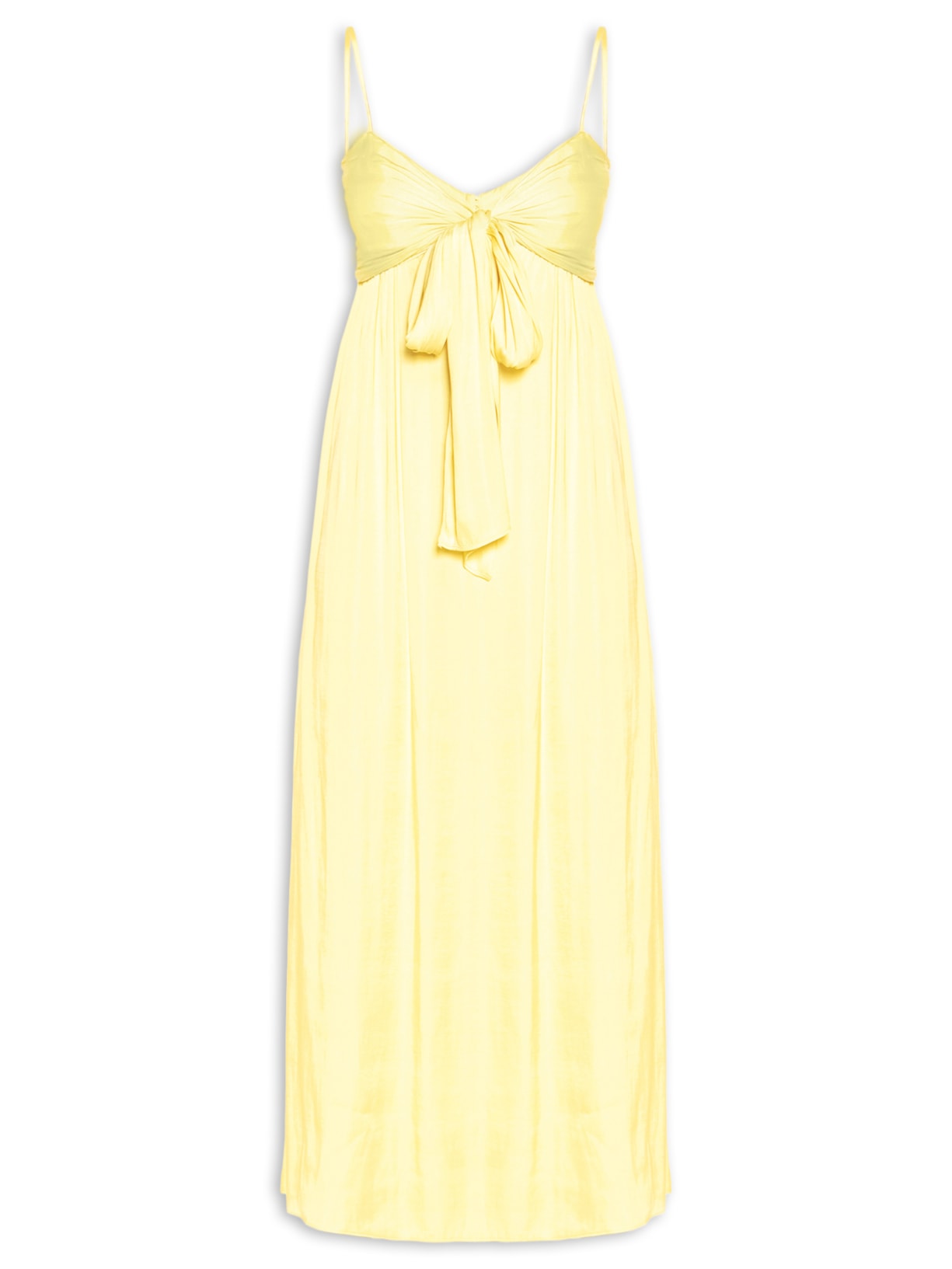 Vestido Cetim Amarração Amarelo Farm