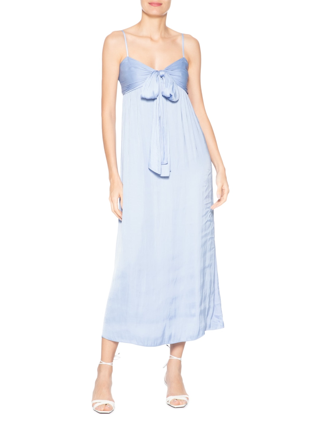 Vestido Cetim Amarração Azul Farm