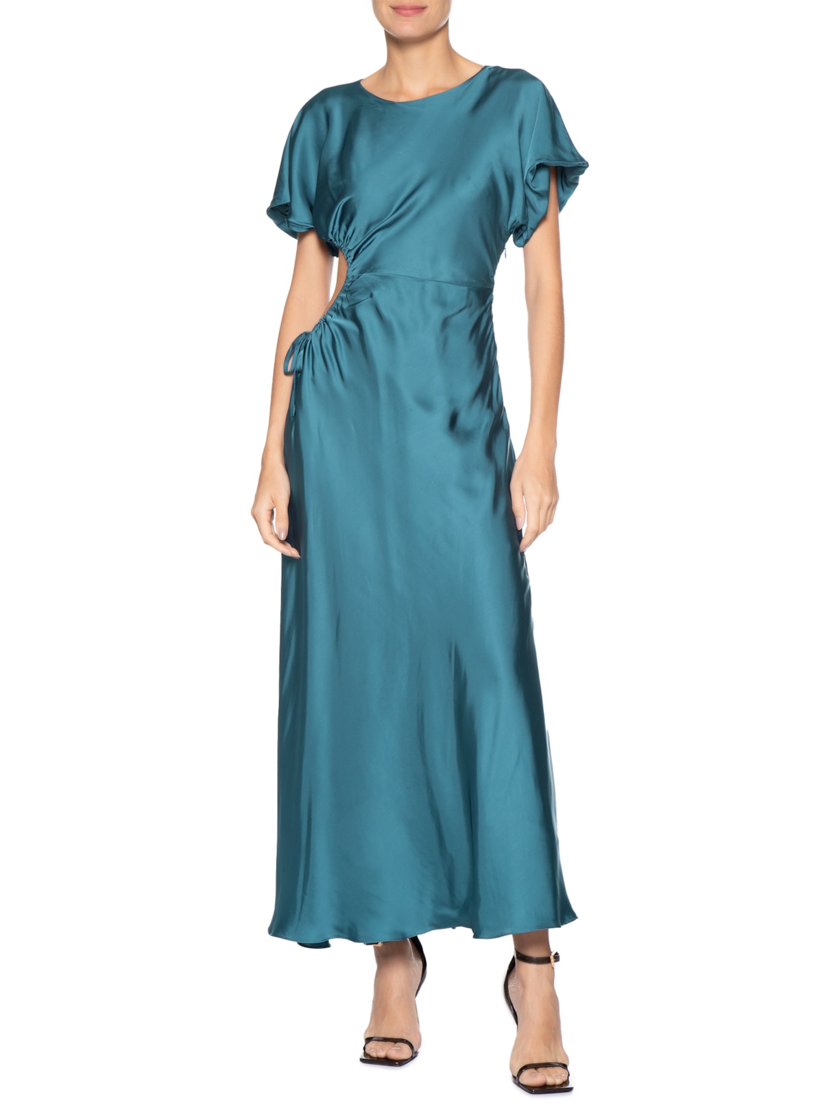 Vestido Cetim Azul Aluf