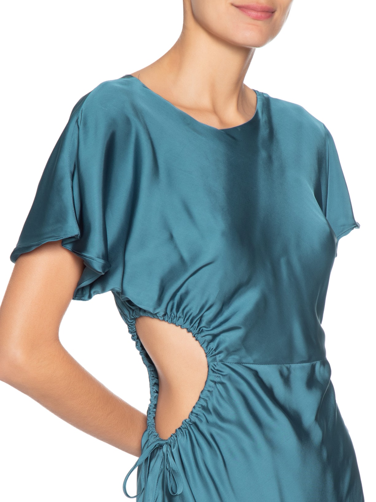 Vestido Cetim Azul Aluf