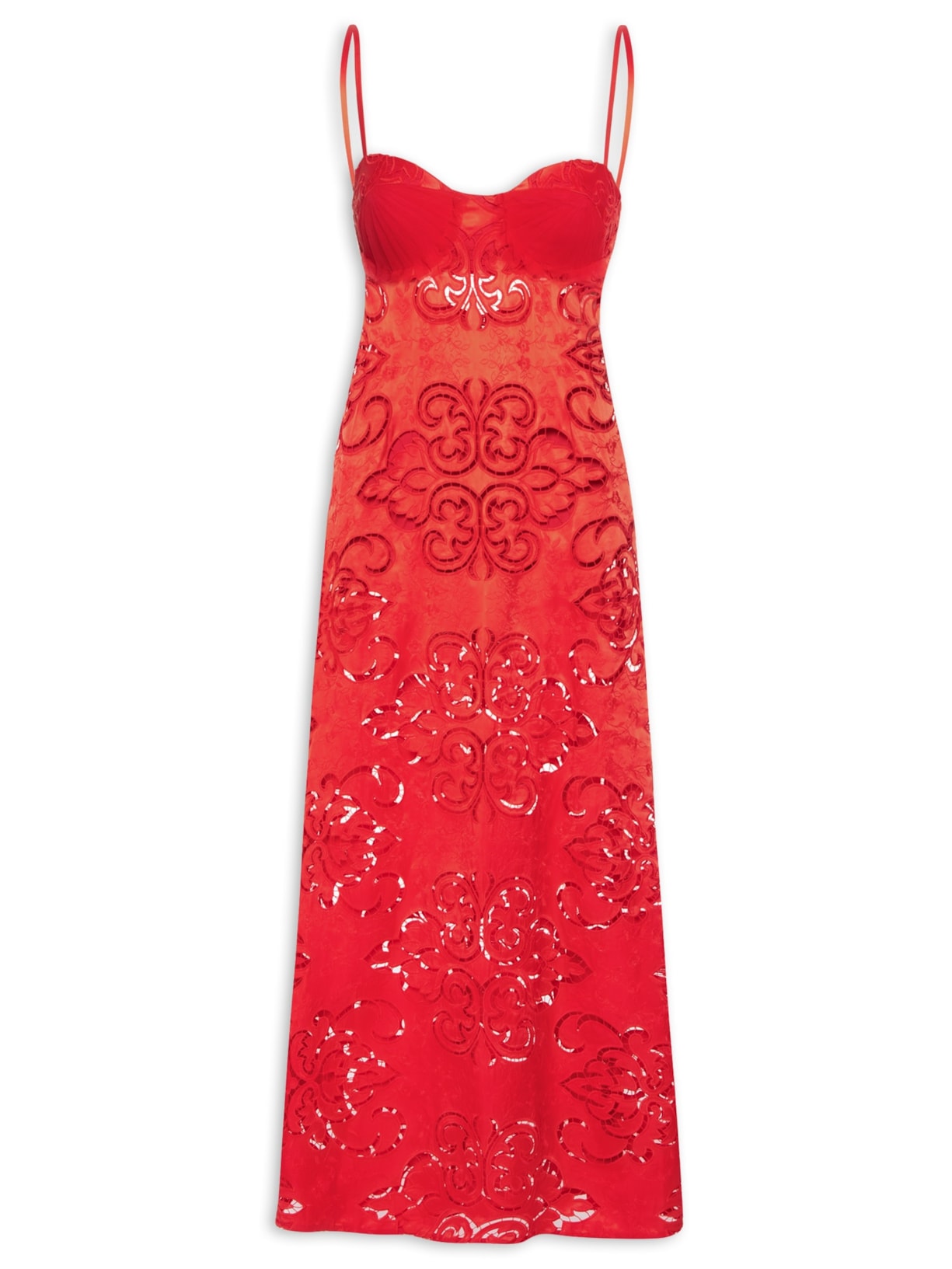 Vestido Cetim Chamas - Vermelho