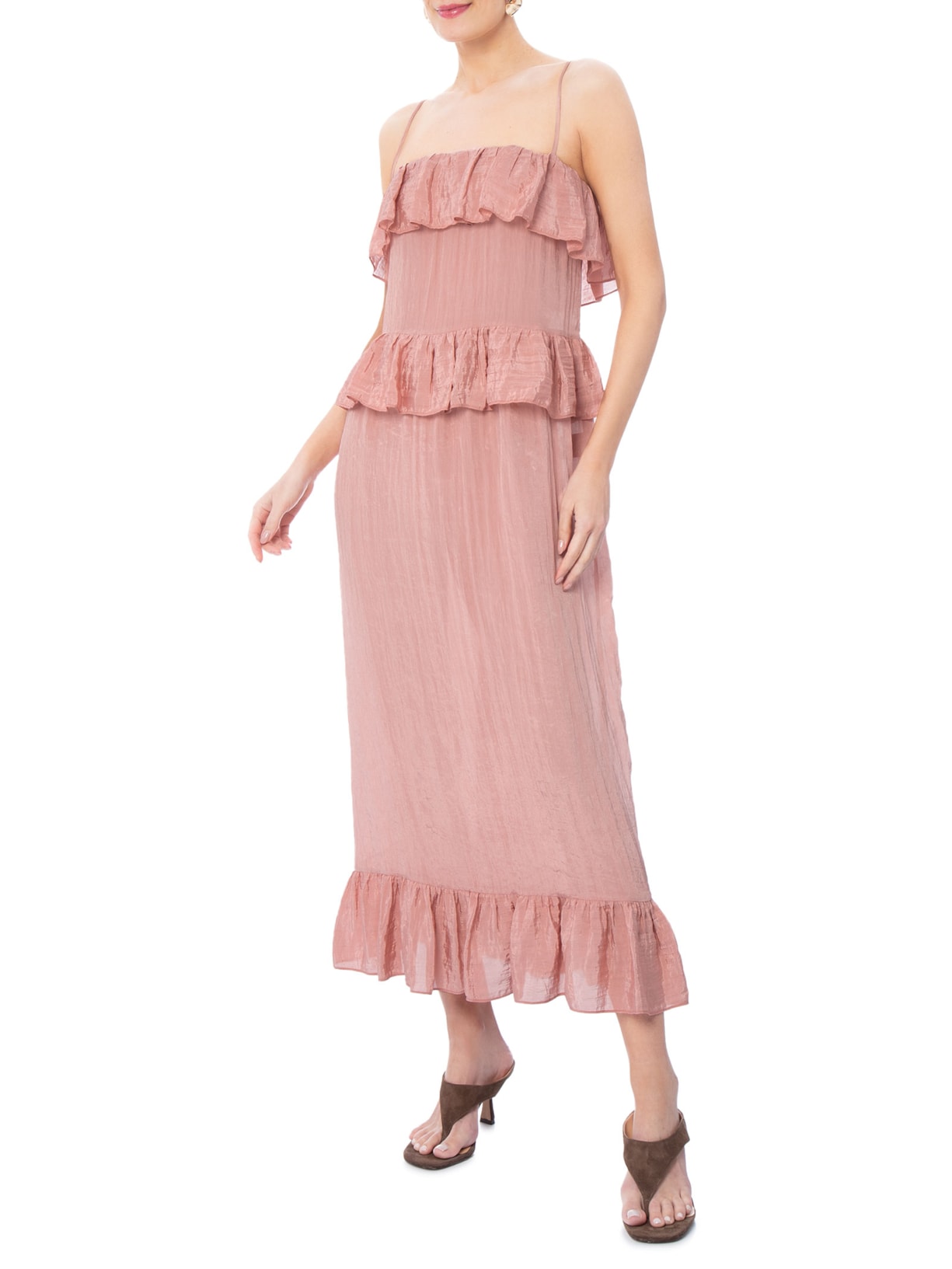 Vestido Cetim Crepon Rosa Paula Raia