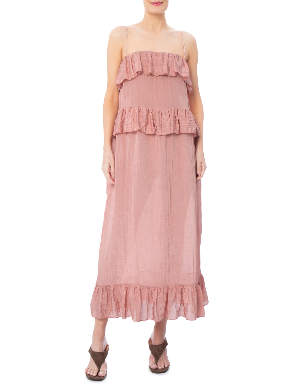 Vestido Cetim Crepon Rosa Paula Raia