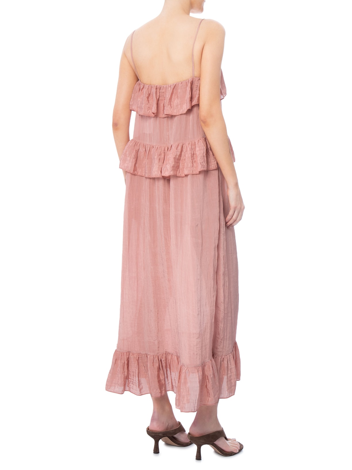 Vestido Cetim Crepon Rosa Paula Raia