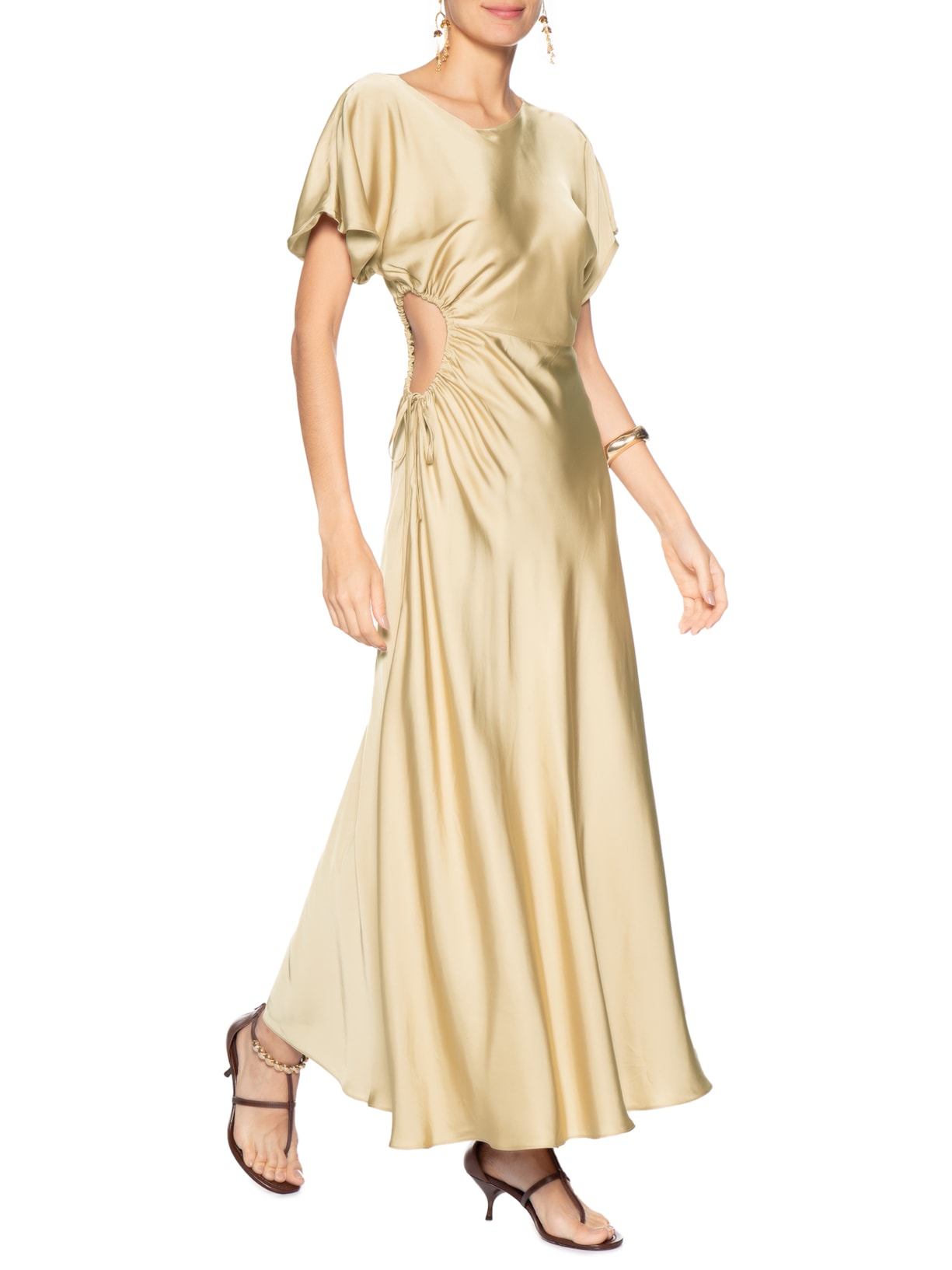 Vestido Cetim Dourado Aluf