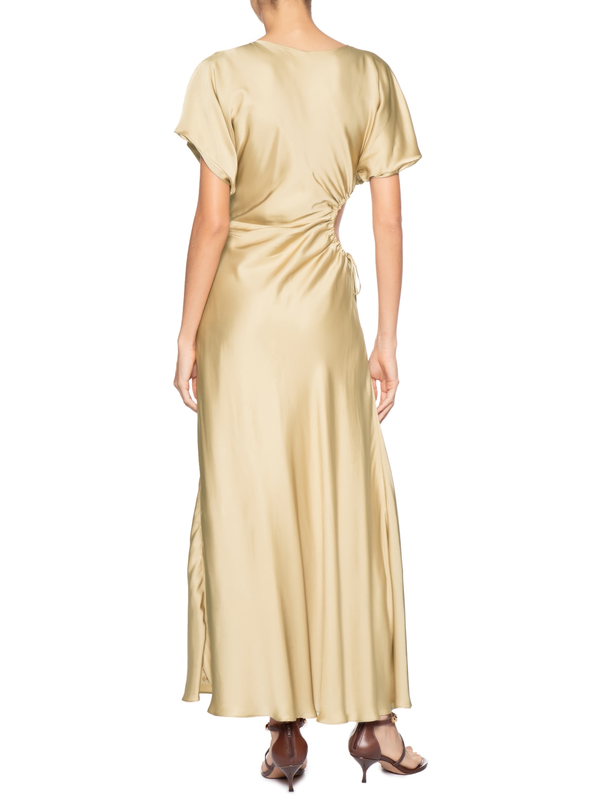 Vestido Cetim Dourado Aluf