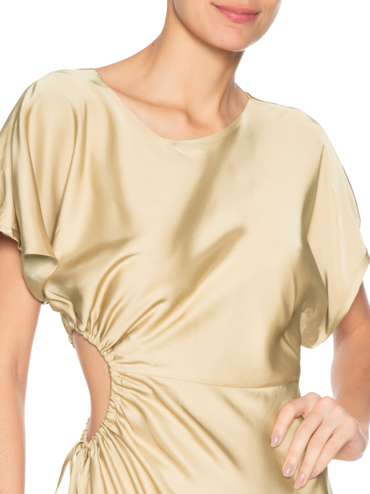 Vestido Cetim Dourado Aluf