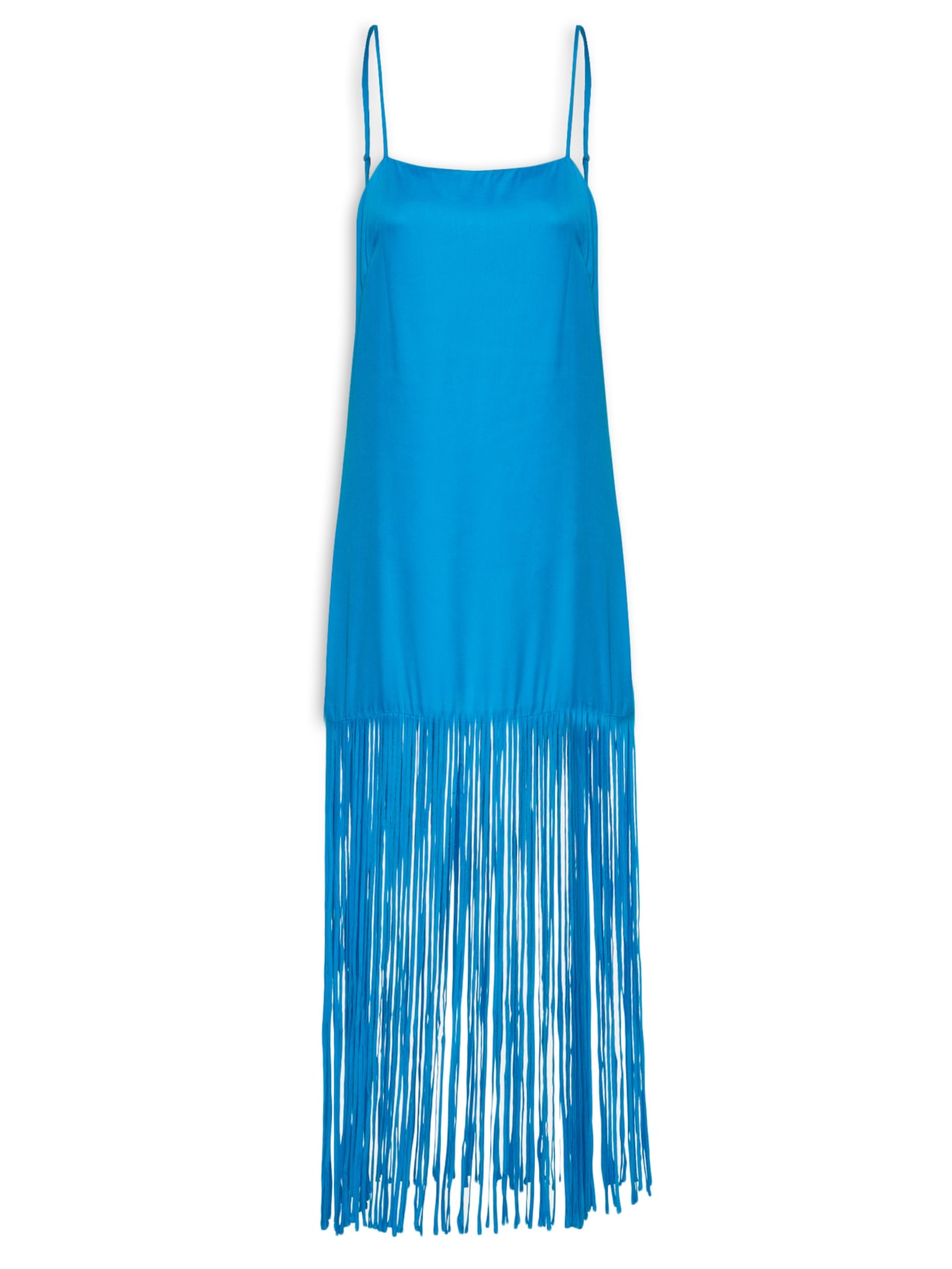 Vestido Cetim Franjas - Azul