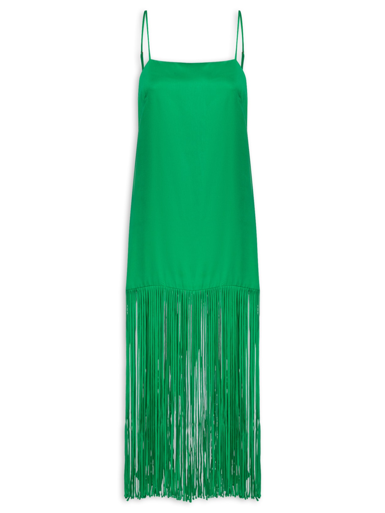 Vestido Cetim Franjas - Verde