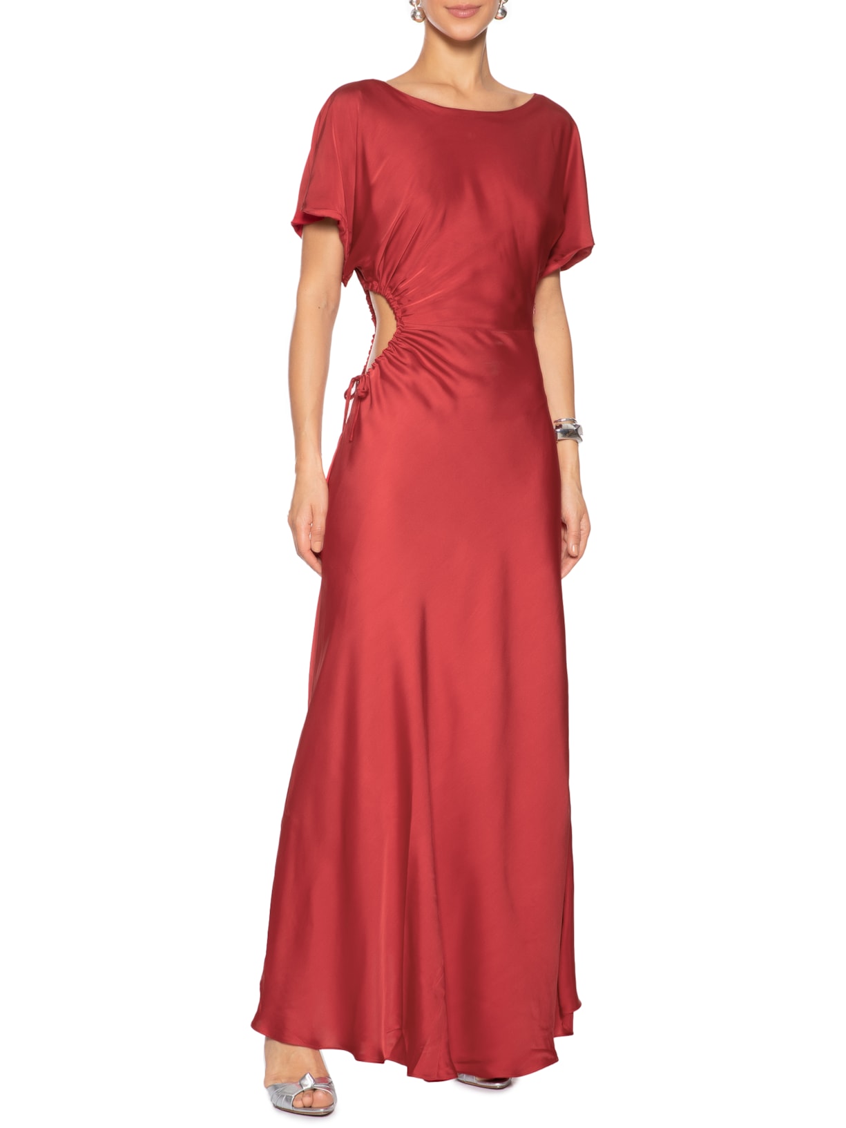 Vestido Cetim Vermelho Aluf