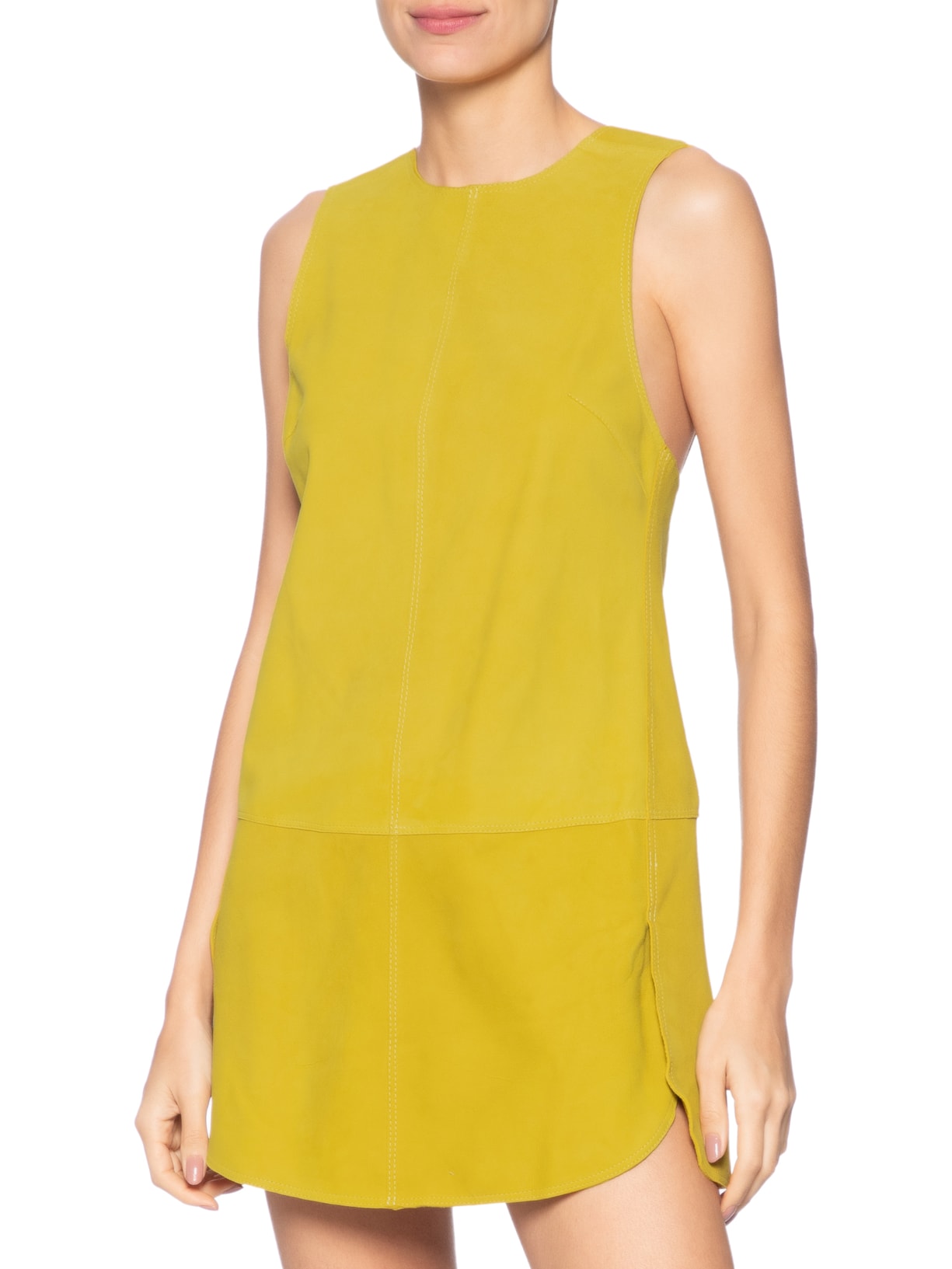 Vestido Chamois Recorte Sobreposto Amarelo Animale
