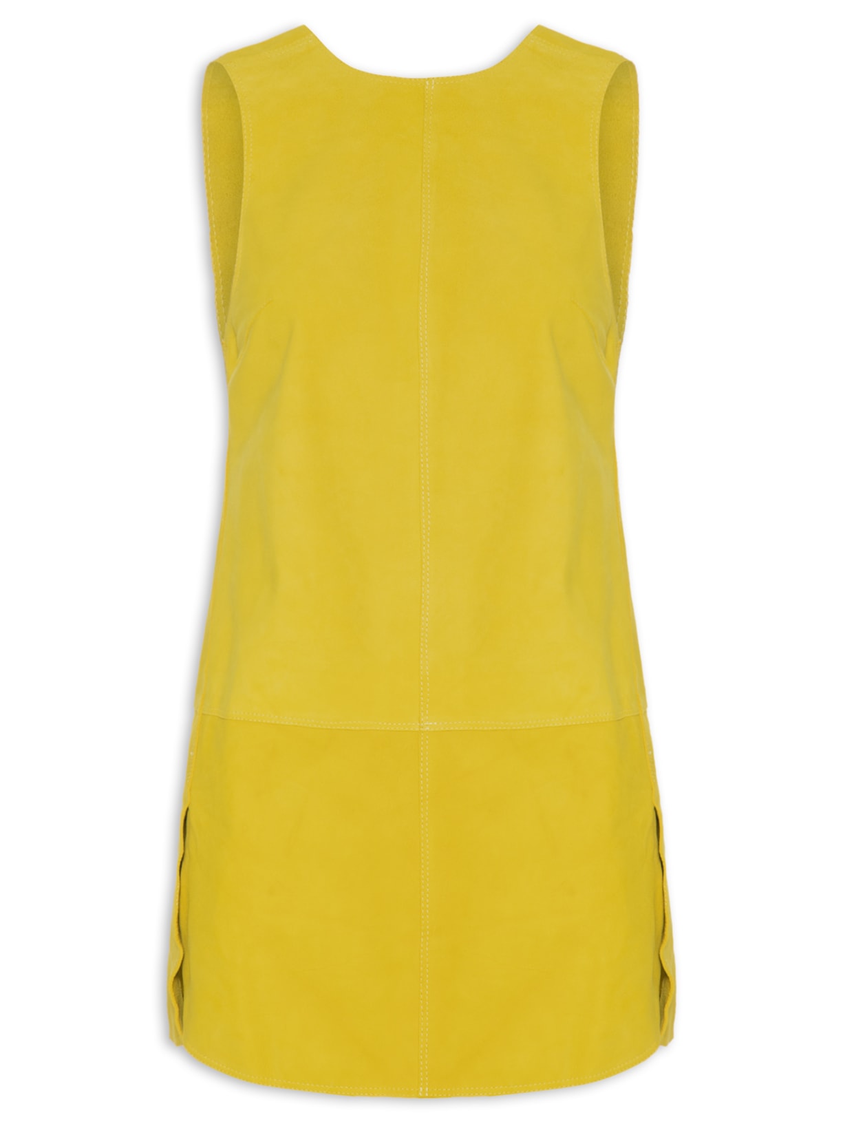 Vestido Chamois Recorte Sobreposto Amarelo Animale