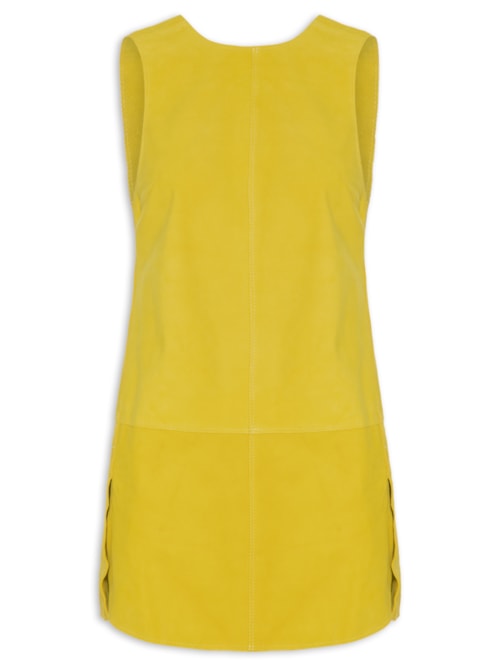 Vestido Chamois Recorte Sobreposto - Amarelo