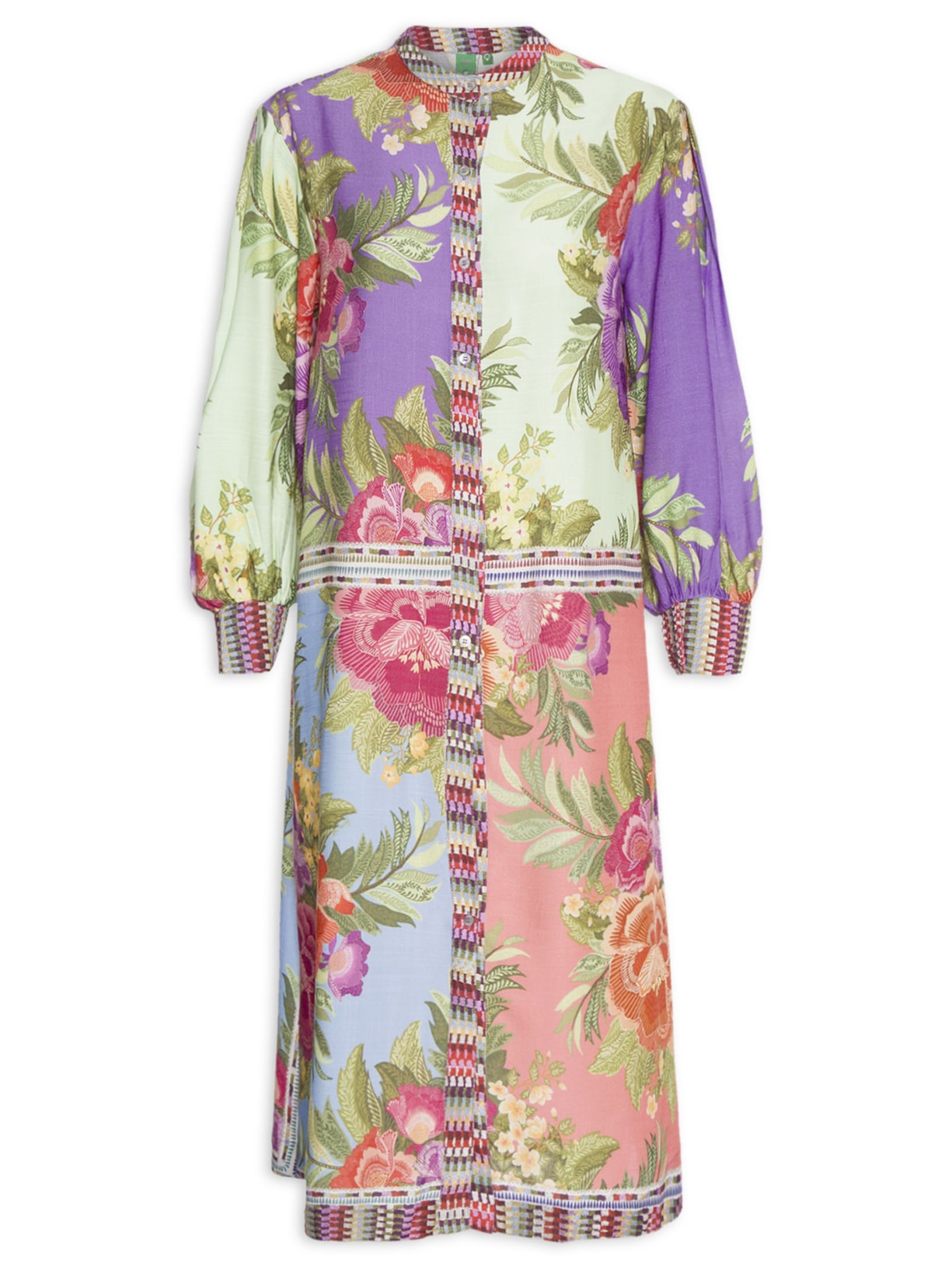 Vestido Chemise Bouquet De Verão - Verde