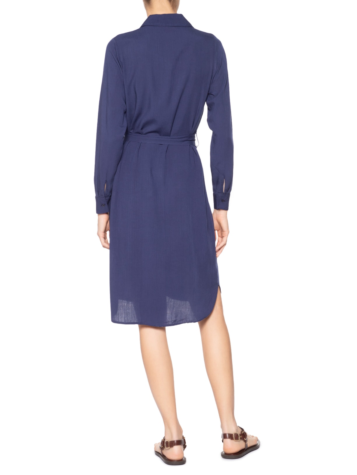 Vestido Chemise Com Amarração Azul Basiq