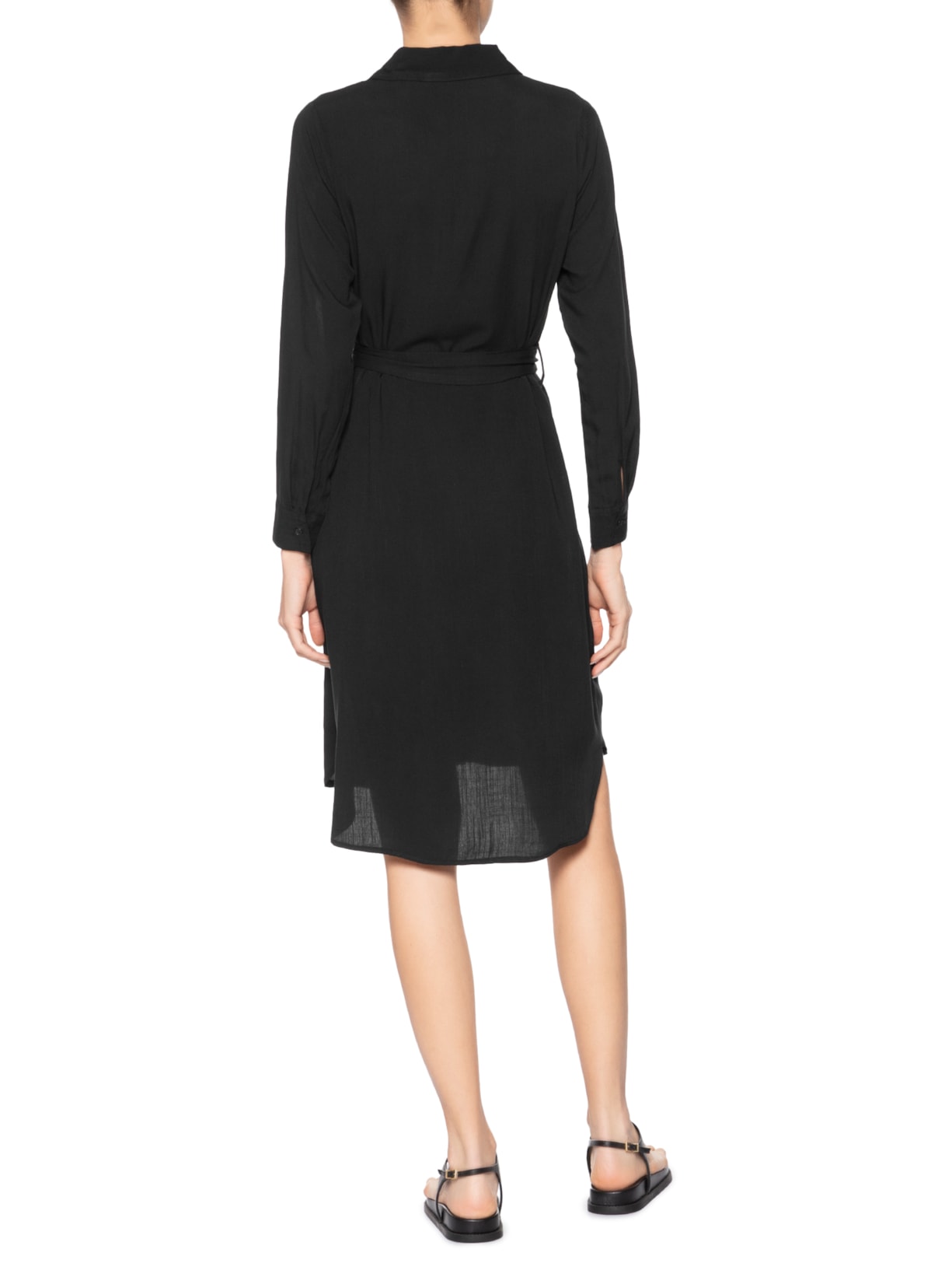 Vestido Chemise Com Amarração Preto Basiq