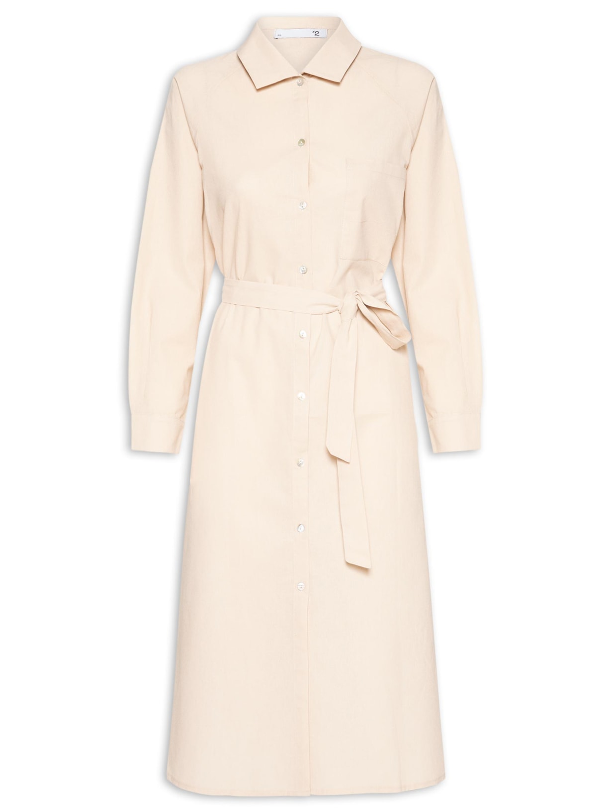 Vestido Chemise Com Cinto - Bege