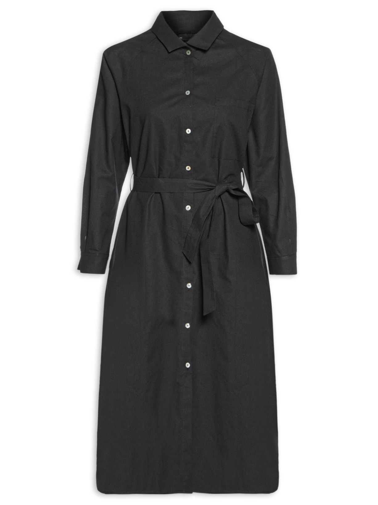 Vestido Chemise Com Cinto - Preto