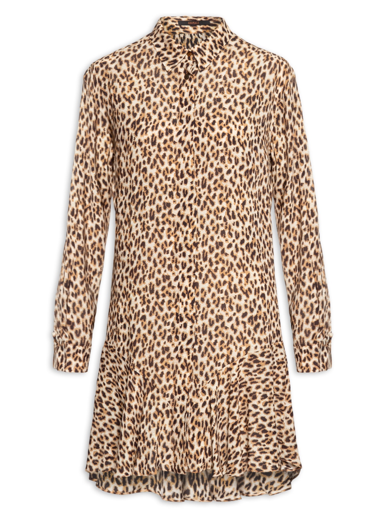 Vestido Chemise Curto Godê Onça - Animal Print