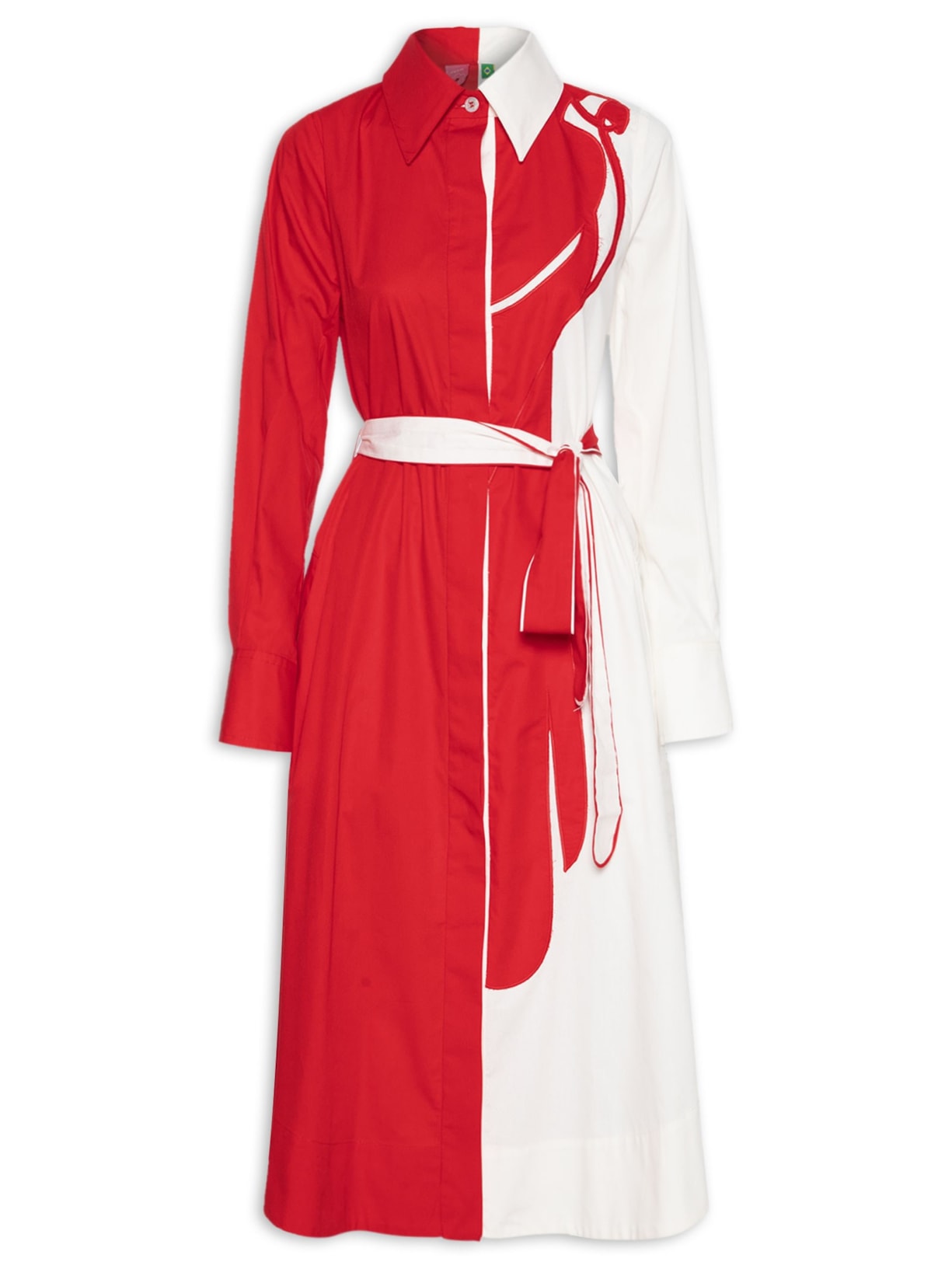 Vestido Chemise Cutwork Arara - Vermelho