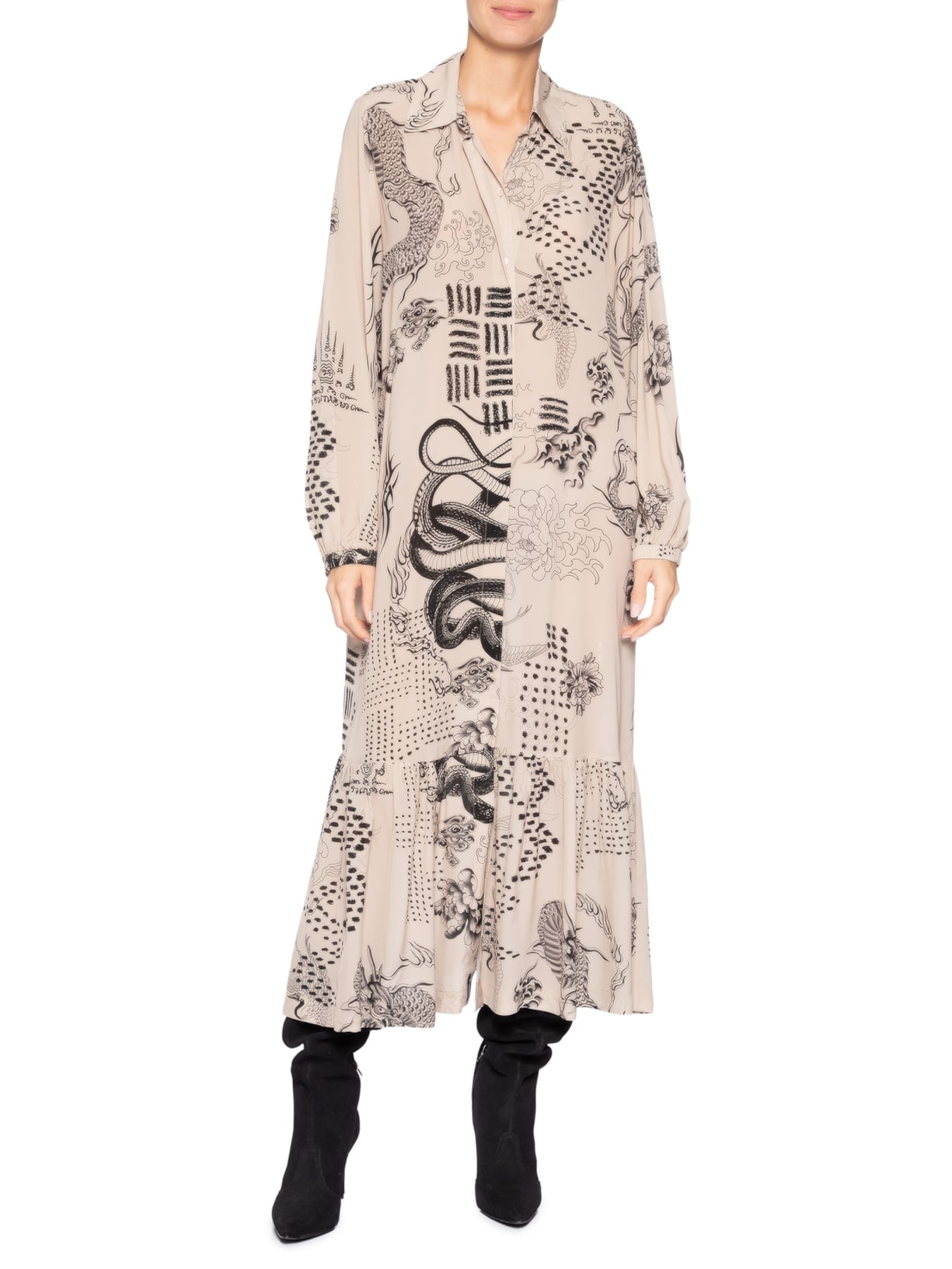 Vestido Chemise Dragão Pele Bege Animale Animale