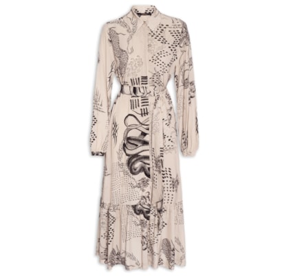 Vestido Chemise Dragão Pele – Bege – Animale