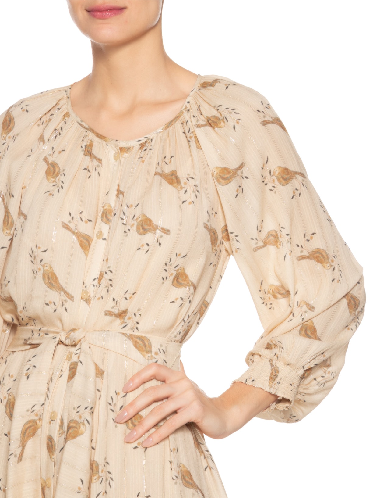 Vestido Chemise Estampa Sunny Bege Maria Filó