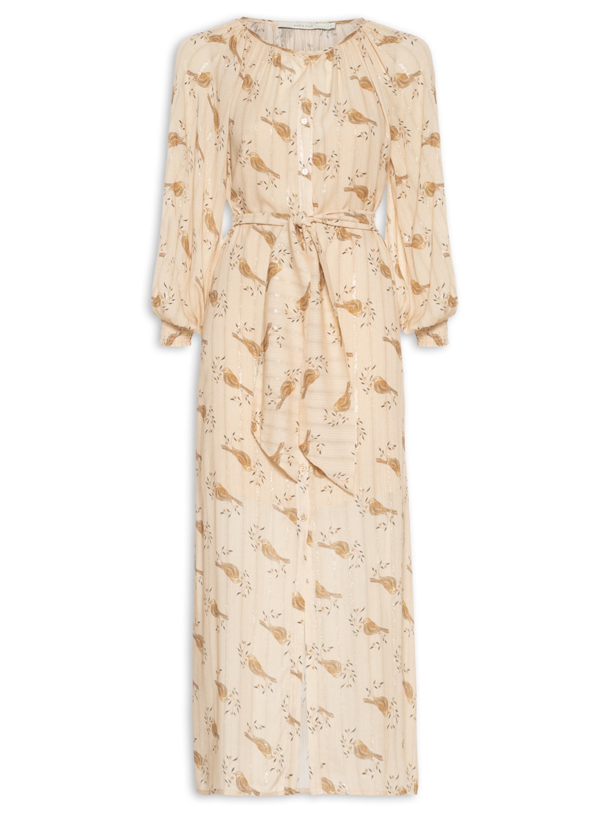 Vestido Chemise Estampa Sunny Bege Maria Filó