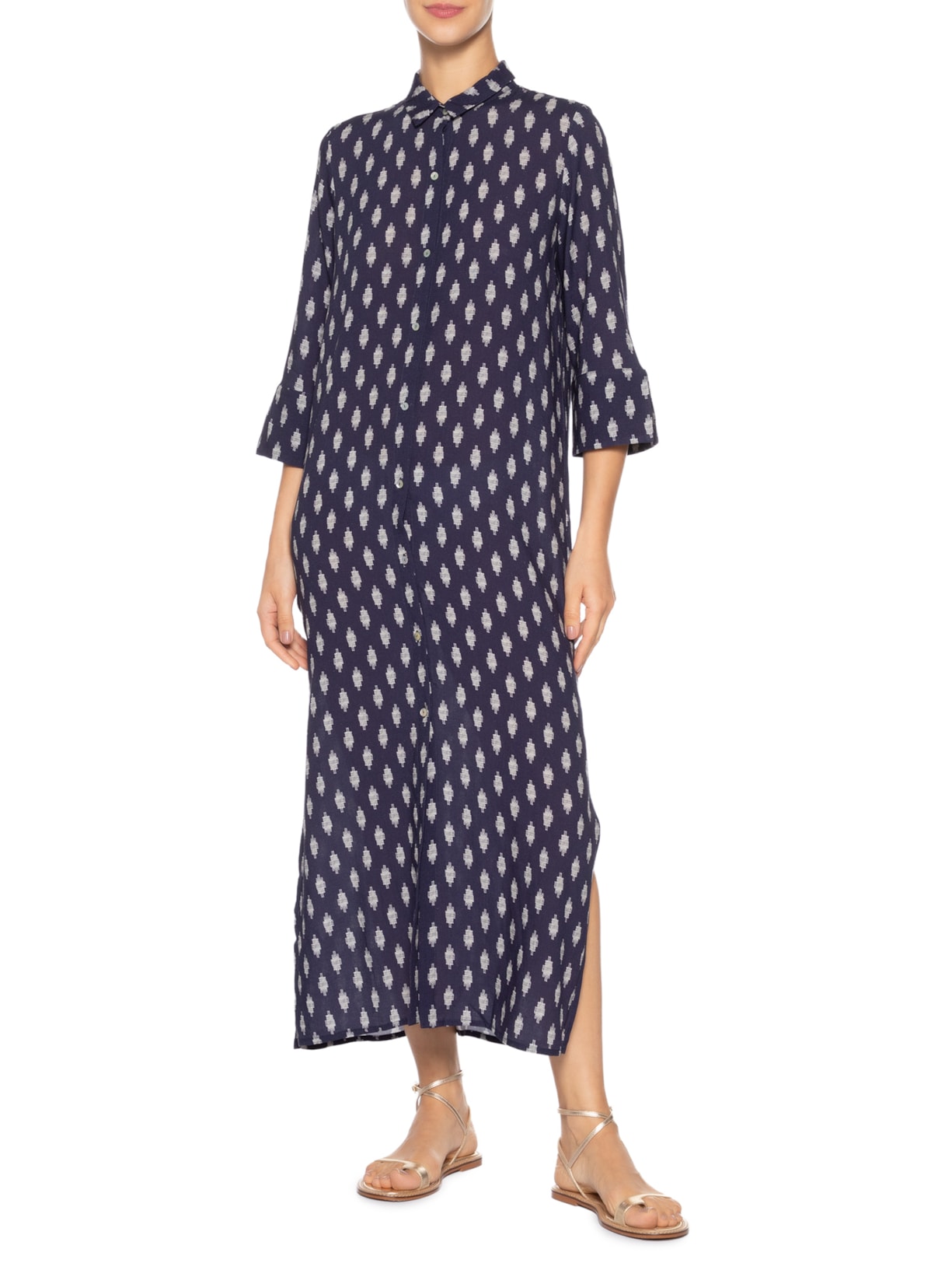 Vestido Chemise Fendas Azul Lenny Niemeyer