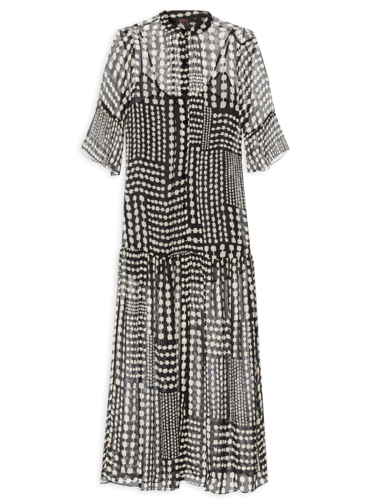 Vestido Chemise Longo Corrente PB - Preto