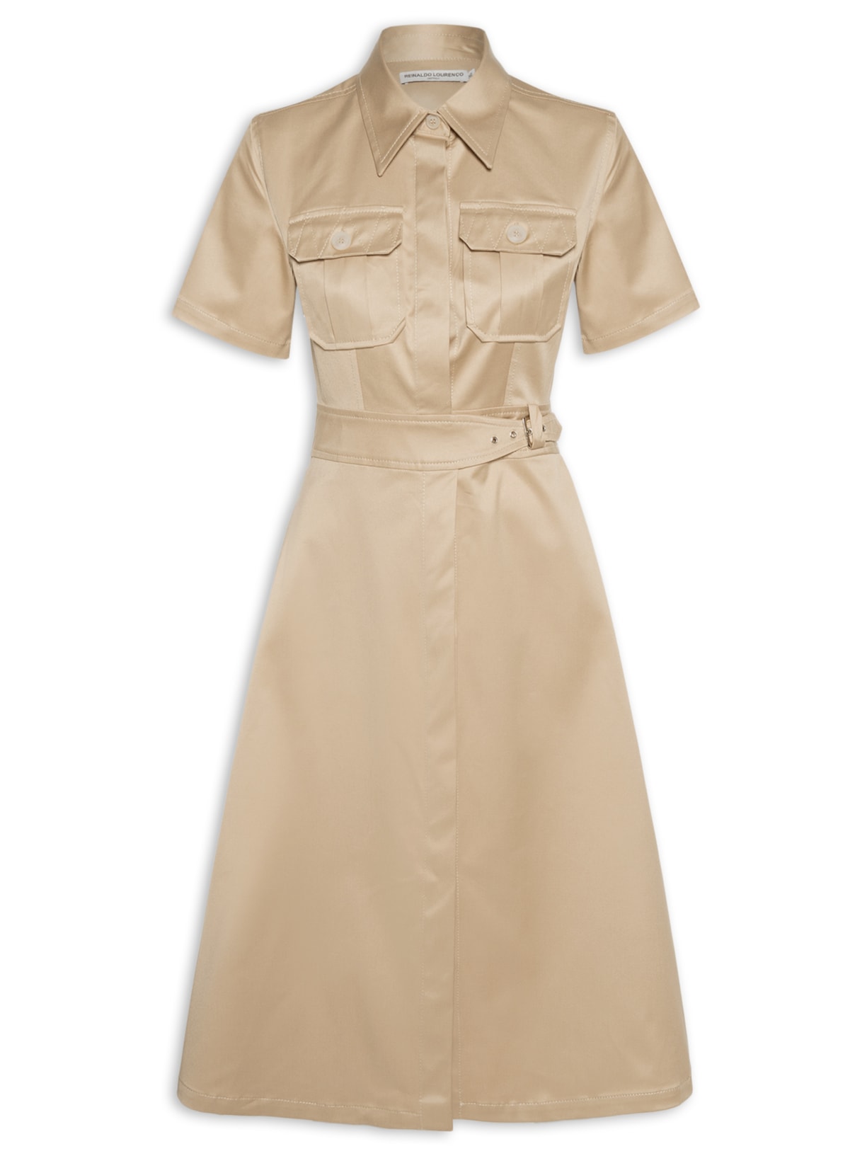 Vestido Chemise Midi - Bege