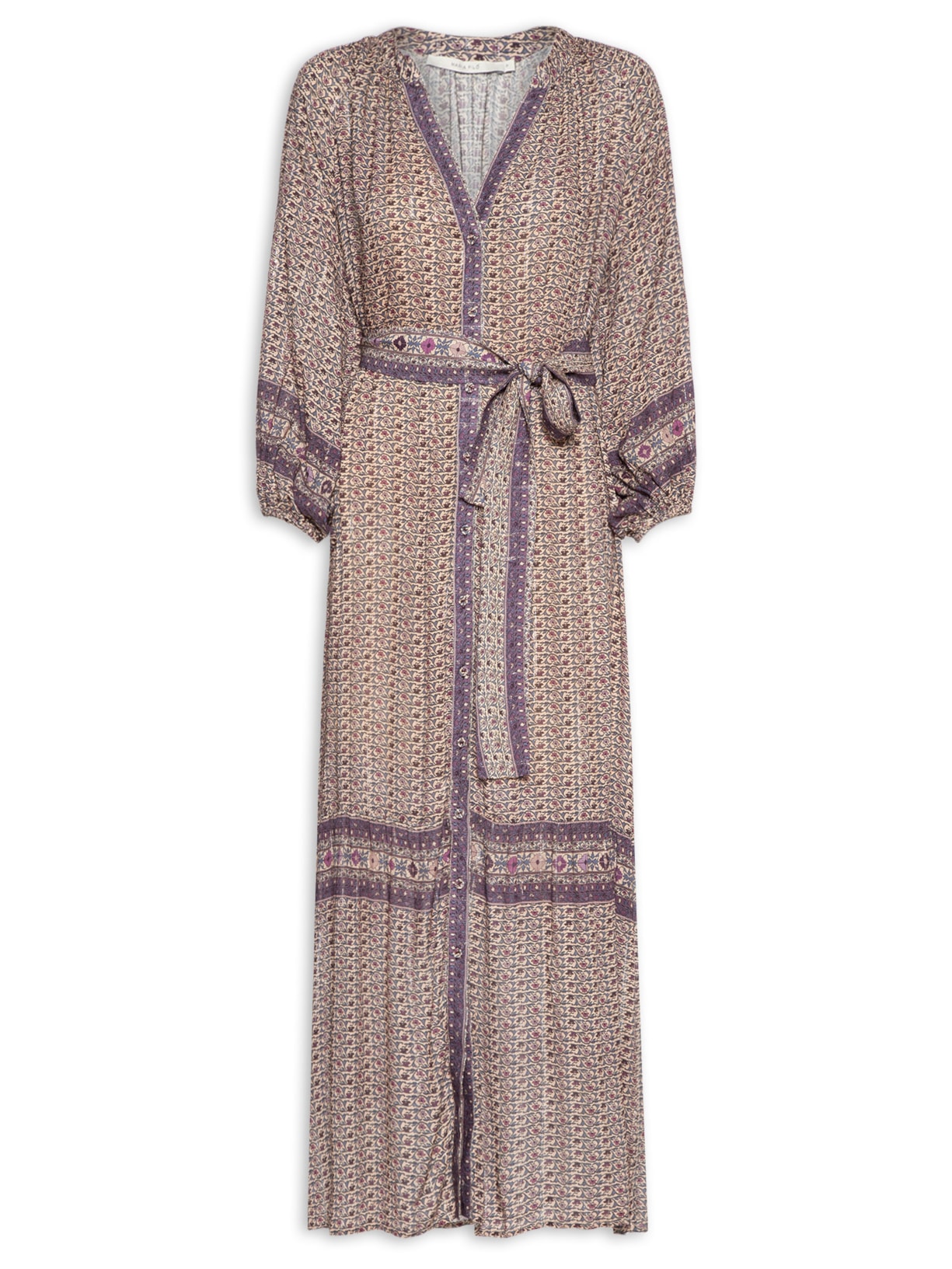 Vestido Chemise Midi Estampa Belle - Roxo