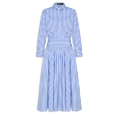 Vestido Chemise Pala Curta Ombro - Azul