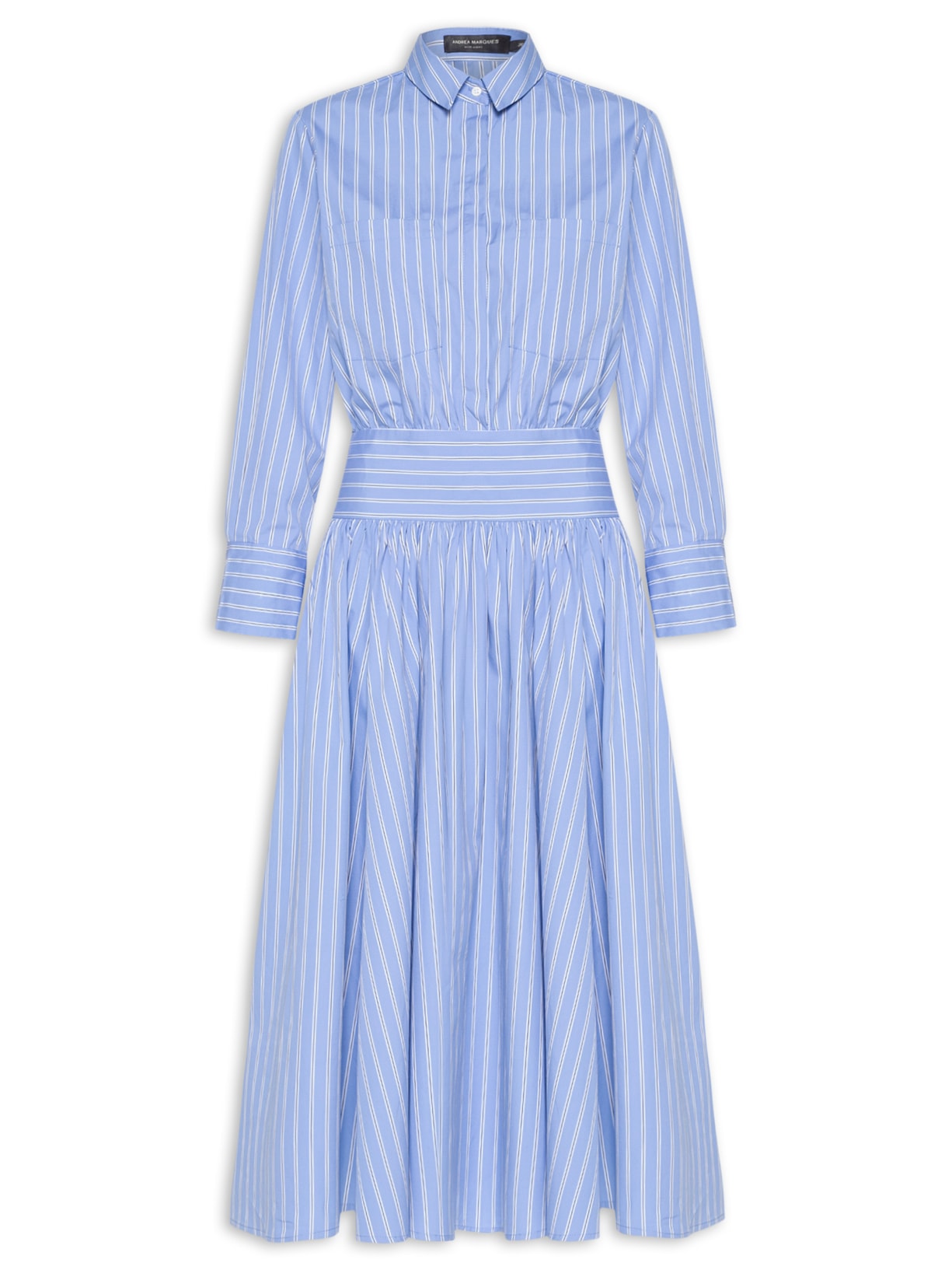 Vestido Chemise Pala Curta Ombro - Azul