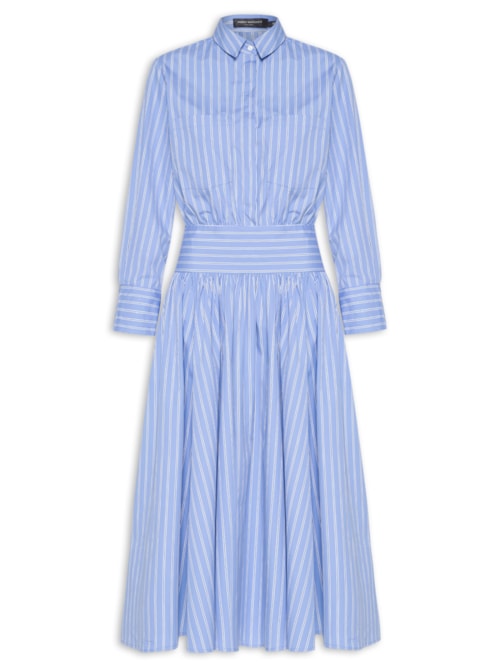 Vestido Chemise Pala Curta Ombro - Azul
