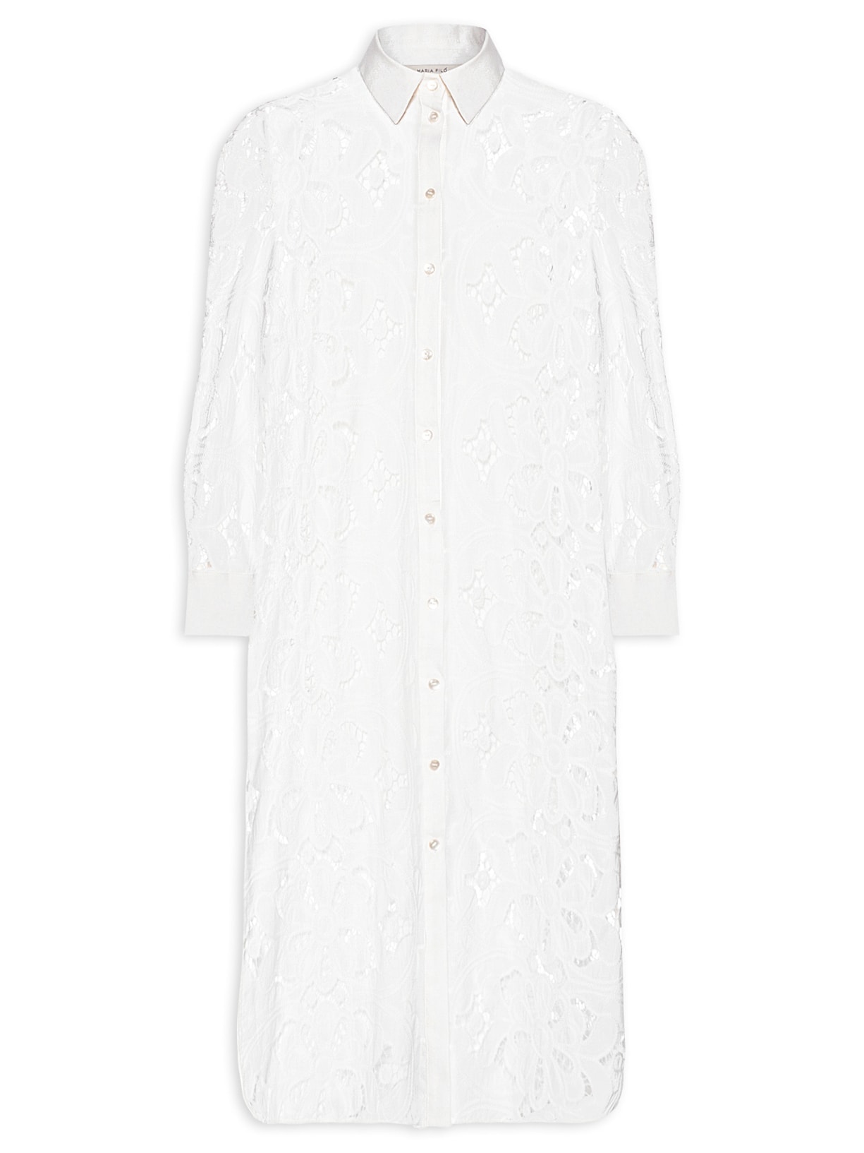 Vestido Chemise Renda Branco Maria Filó