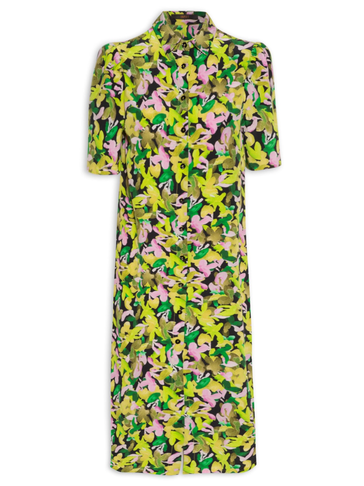 Vestido Chemise Seda Floral Peggy - Verde