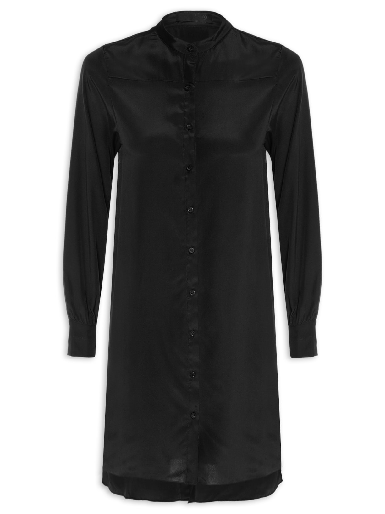 Vestido Chemise Seda Pura - Preto