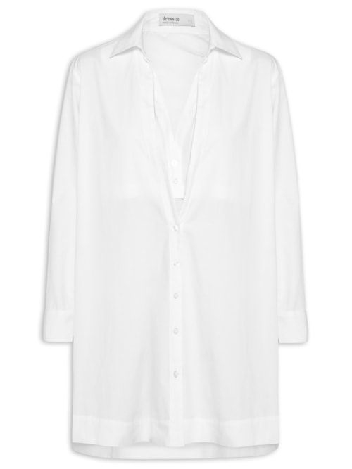Vestido Chemisier Curto Algodão - Branco
