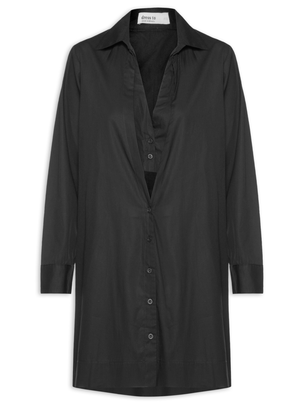 Vestido Chemisier Curto Algodão - Preto