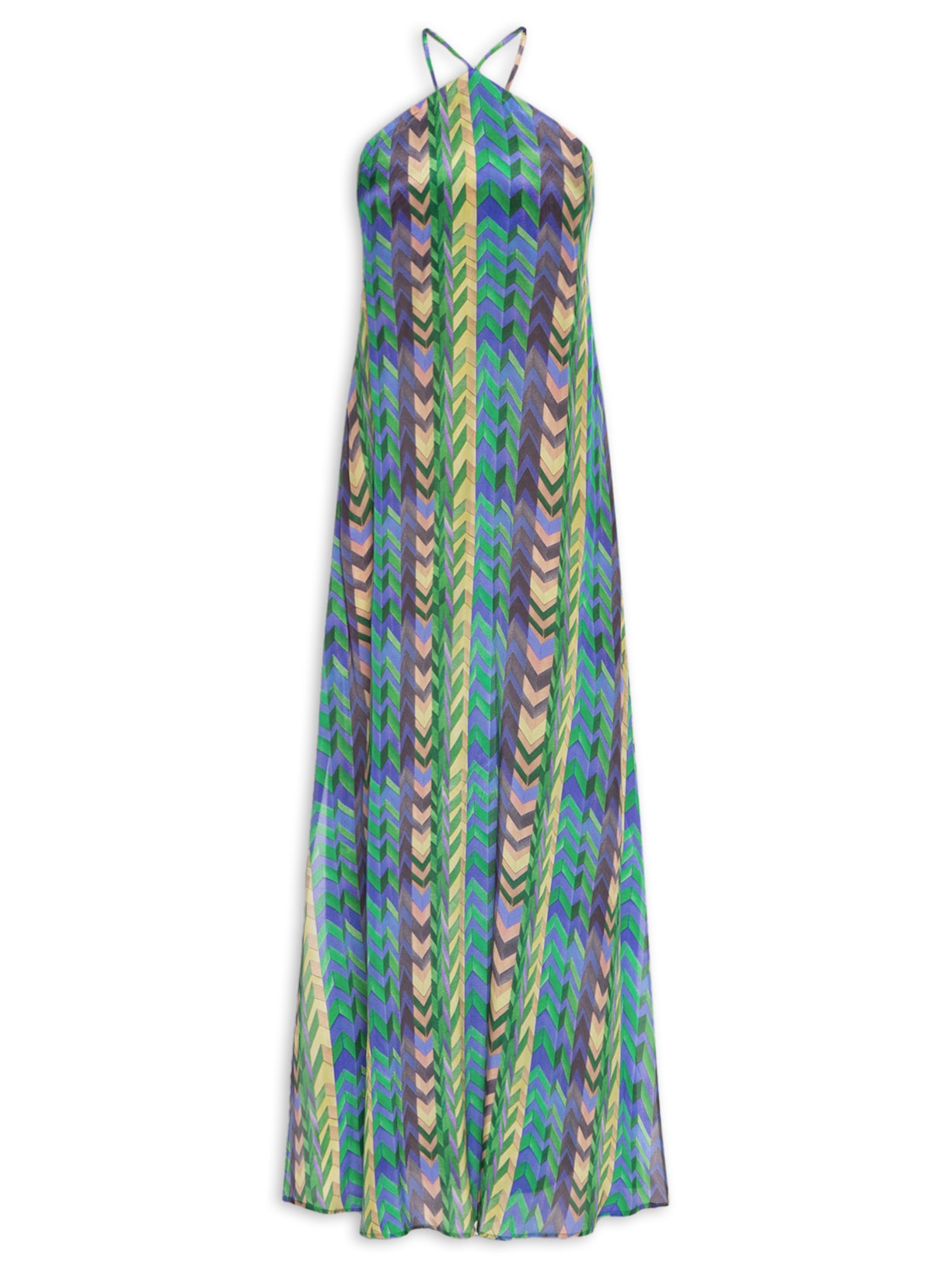 Vestido Chevron Colagem - Verde