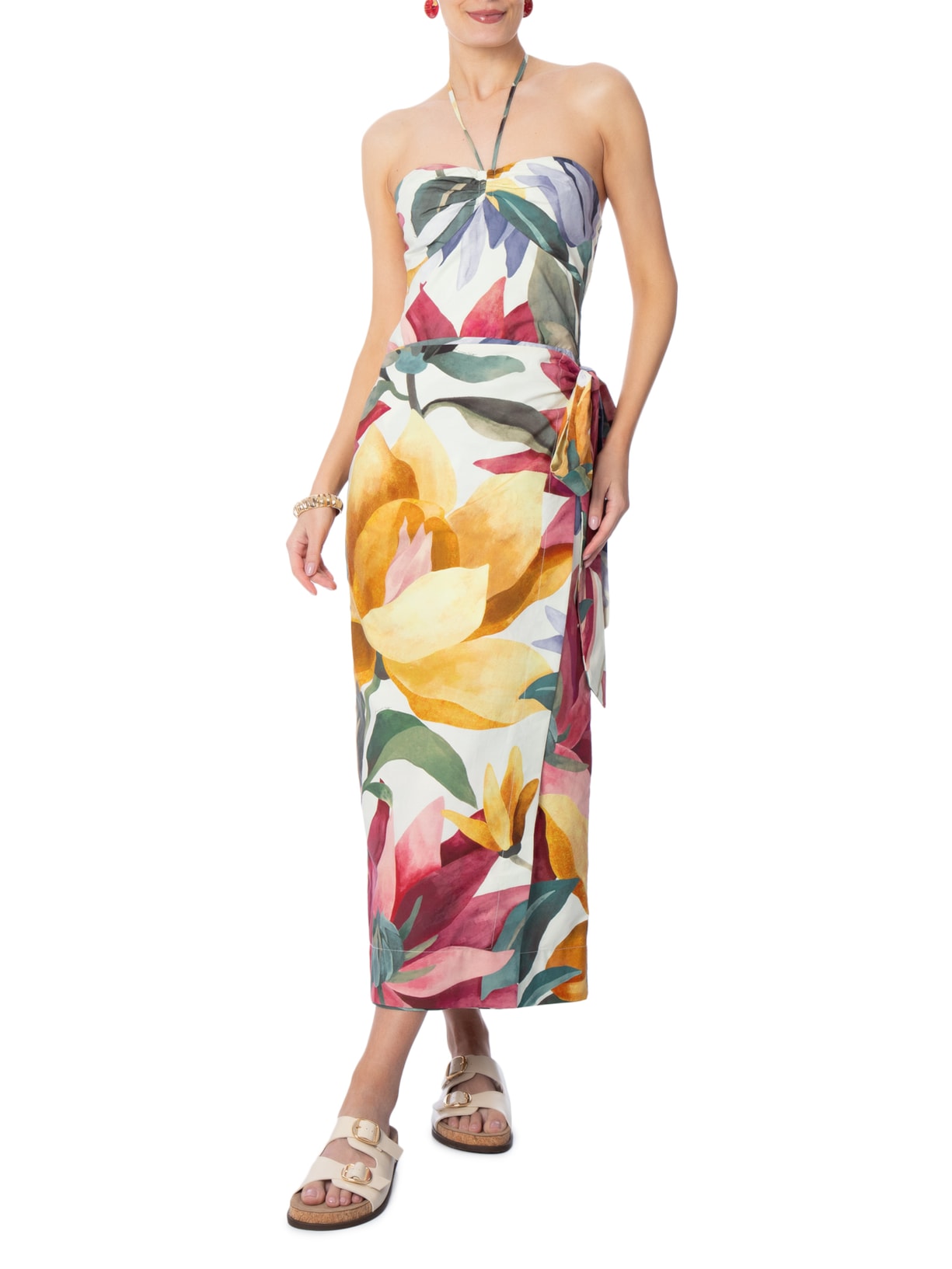 Vestido Chita Pintada Off White Farm