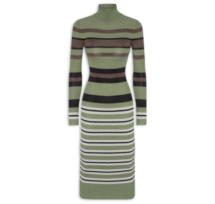 Vestido Colorido Stripes Lurex - Verde