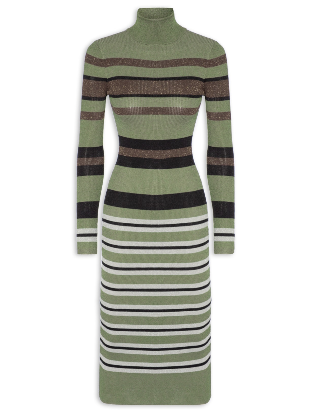 Vestido Colorido Stripes Lurex - Verde